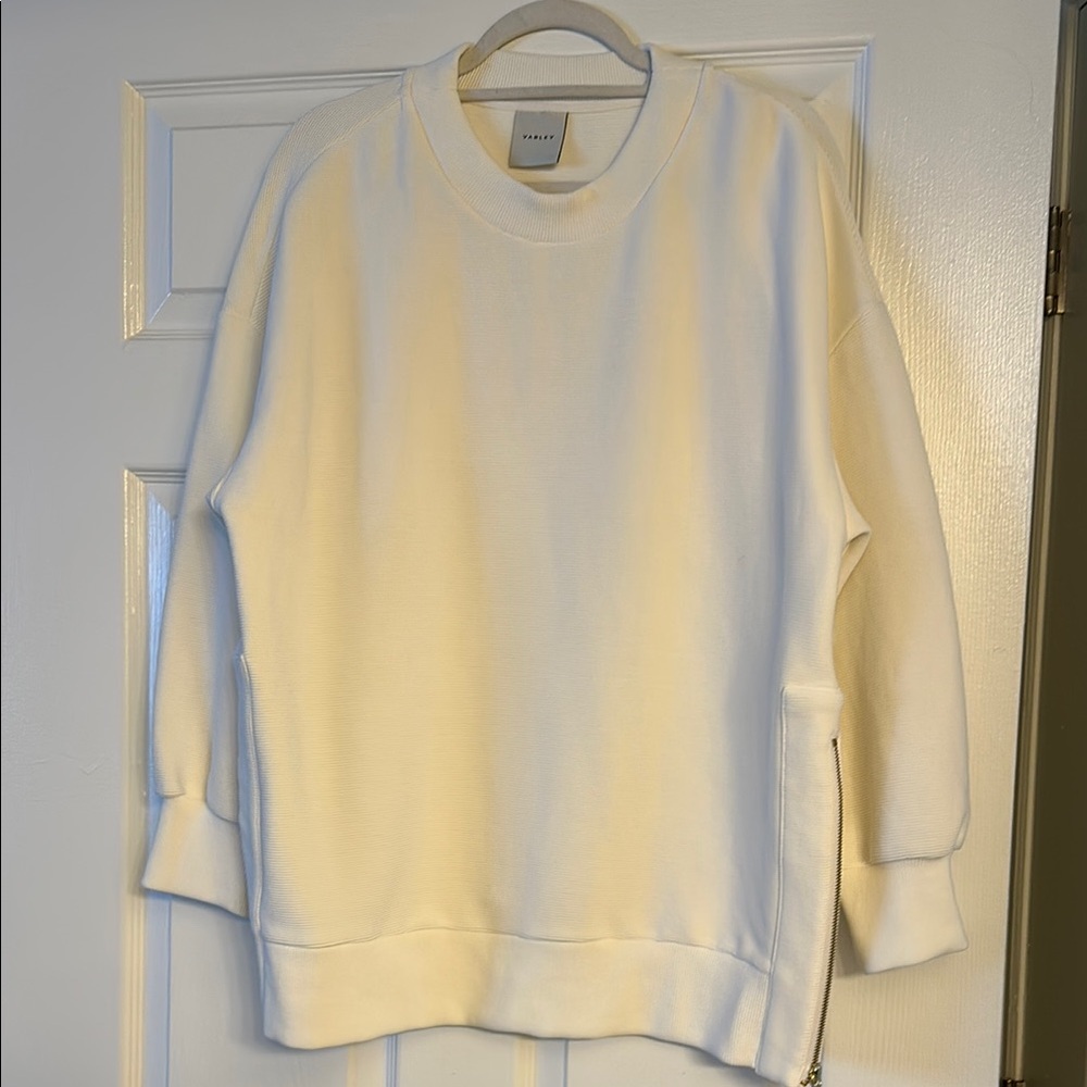 Varley Oversized White Crewneck Sweatshirt